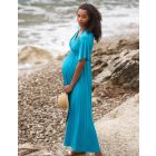 Turquoise Blue Jersey Maternity to breastfeeding Maxi Dress