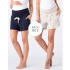 Two Pack Essential Jersey High Waist Maternity Shorts