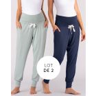 Maternity Lounge Pants – Navy & Sage Twin Pack