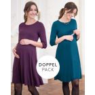 Maternity & Nursing Dresses – Plum & Emerald Twin Pack
