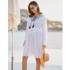 Boho Long Sleeve Maternity Embroidered Kaftan