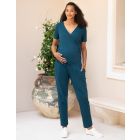 Wrap Front Maternity to Nursing Jersey Jumpsuit – Teal