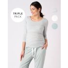 Three Pack Essential Striped Maternity to breastfeeding T-Shirts