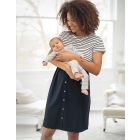 Navy Stripe 2 in 1 Maternity & Nursing Dress with Cotton Top