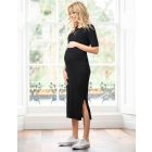 Short Sleeve Ribbed Maternity & Nursing Midi Dress