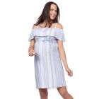 Striped Cold Shoulder Maternity Dress