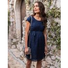 Cotton Blend Navy Lace Maternity & Nursing Dress