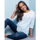Blue & White Striped Cotton Maternity & Nursing Top