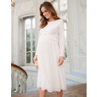 Ivory Pleated Midi Maternity Dress