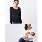 Maternity & Nursing Tops – Black & White Twin Pack