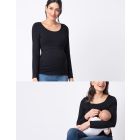 Long Sleeved Black Maternity & Nursing Top 