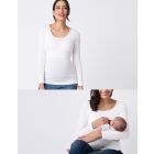 Long Sleeved White Maternity & Nursing Top 