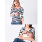 ¾ Sleeve Striped Maternity & Nursing Top 