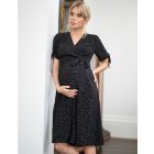 Black Wrap Midi Maternity Dress