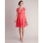 Coral Silk & Lace Maternity Cocktail Dress