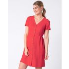 Button Down Coral Red Maternity Dress