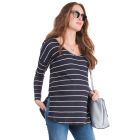 Striped Ribbed Maternity & Nursing Top