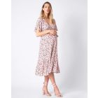 Blush Pink Midi Wrap Maternity Dress
