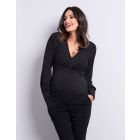 Black Polka Dot Twist Maternity Top