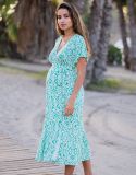 Green Aztec Wrap Maternity Dress