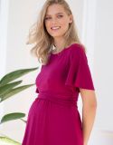 Raspberry Pink Fit & Flare Maternity to Nursing Dress