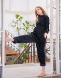 Cotton Corduroy Black Maternity Jumpsuit