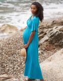 Seraphine Jo - Knot Front Maternity Maxi - Dress Seaside Turquoise woman